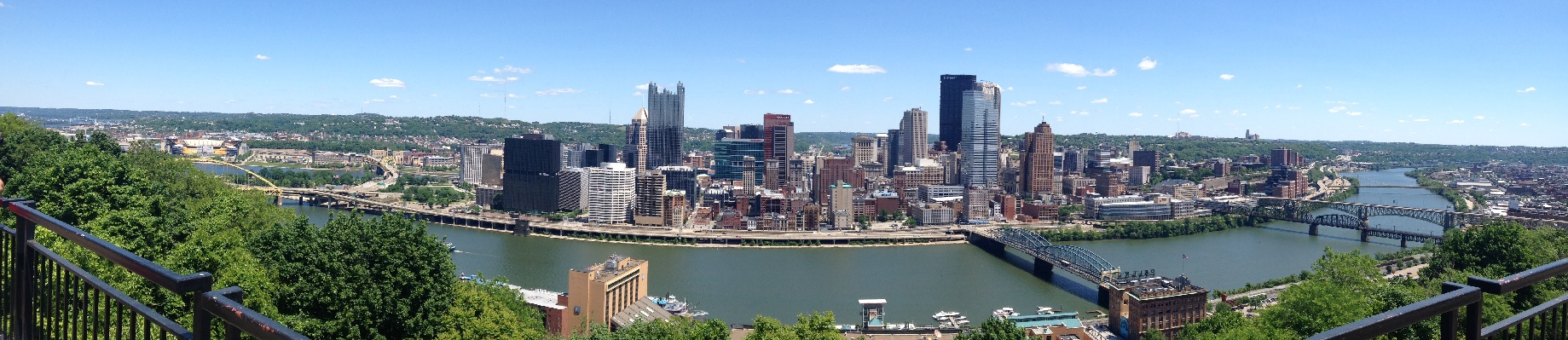 Panoramic view of Pittsburgh's skyline during the day